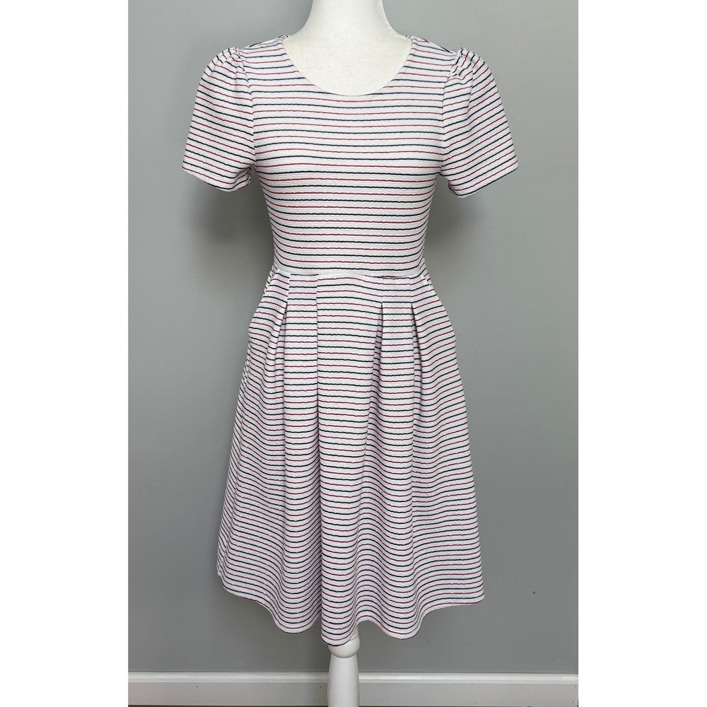 Draper James RSVP Women's Striped‎ Fit Flare Dress Red White Blue Size Small